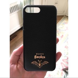 Black Leather Gucci Garden iPhone 7/8 Plus Case